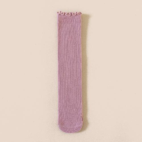 Autumn Children's Wooden Ear Long Tube Pile Socks Calf Socks Autumn and Winter Solid Color Vertical Over-the-knee Socks