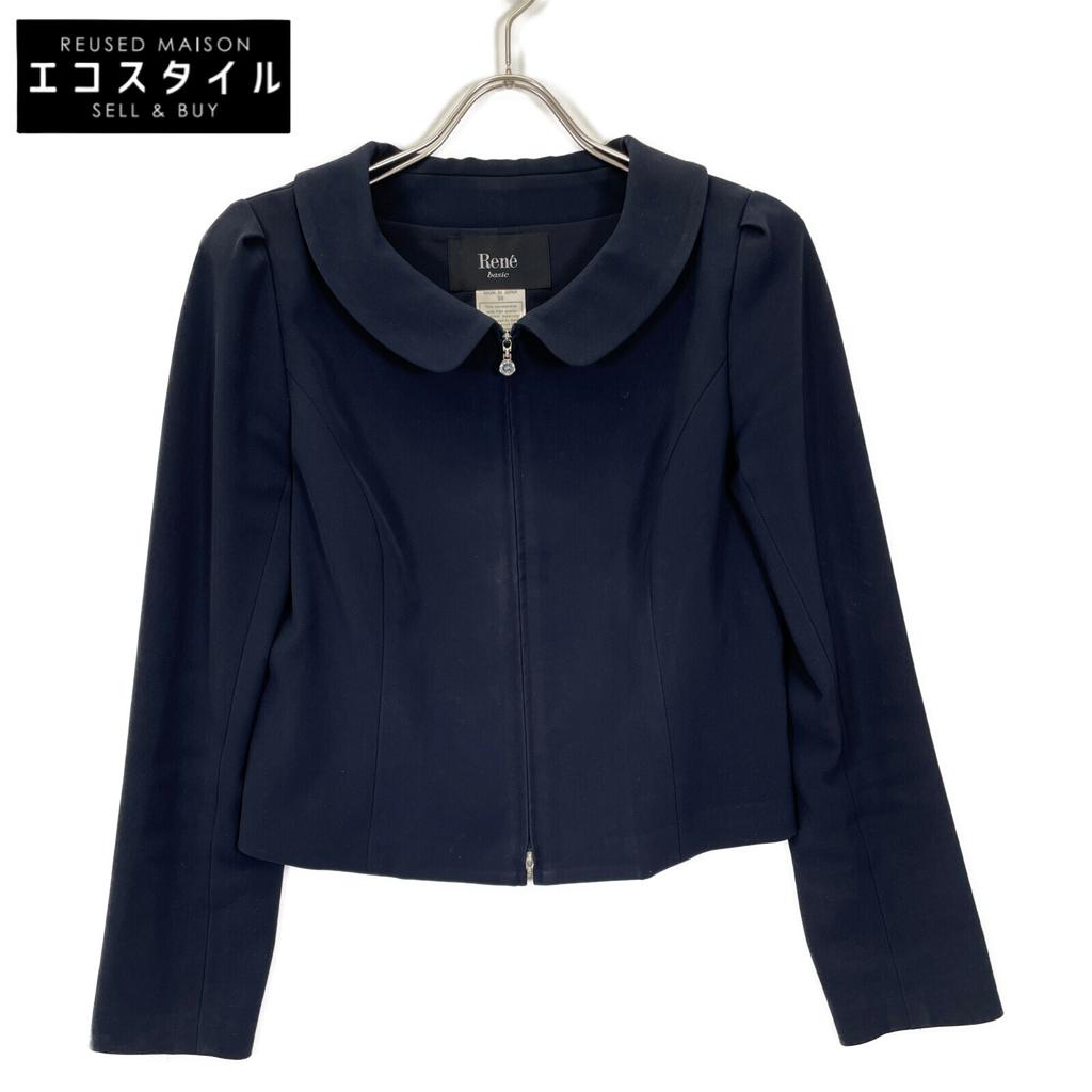 Rene 5013020 Navy Collared Double Zip Jacket Jacket 38 NavyUsed