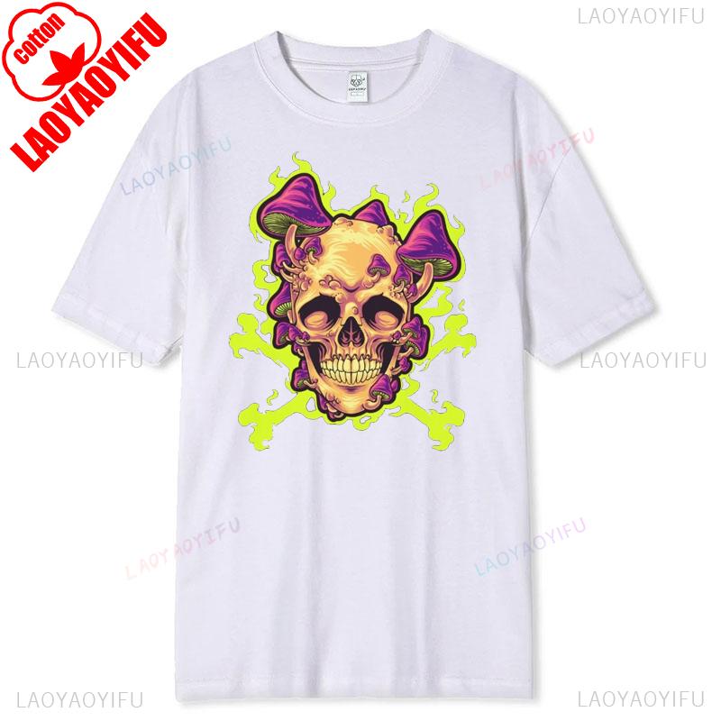 Skull Graphic Tshirt Unisex Cotton Short Sleeve Casual Round Neck Breathable New Arrival Retro Halloween Apparel Softstyle Tee