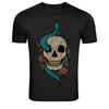Skull With Blue Snake Tattoo Style Graphic T-Shirt