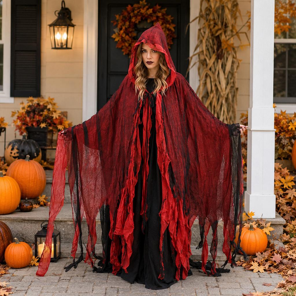 Halloween Witch Cloak Costume for Women, House Cosplay Outfit, One Size