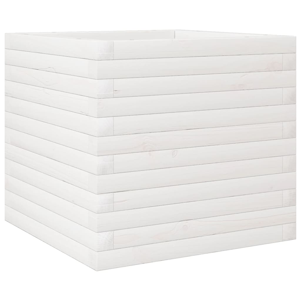 Vidaxl Garden Pot, White, 50X50X45.5 Cm, Solid Pine Wood