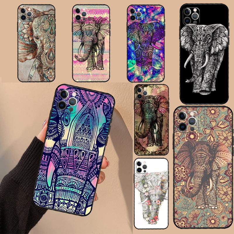 Elephant Mandala Aztec Phone Case For iPhone 16 15 14 11 12 13 17 Pro Max mini 15 Plus 16e 17 Air Protective Cover