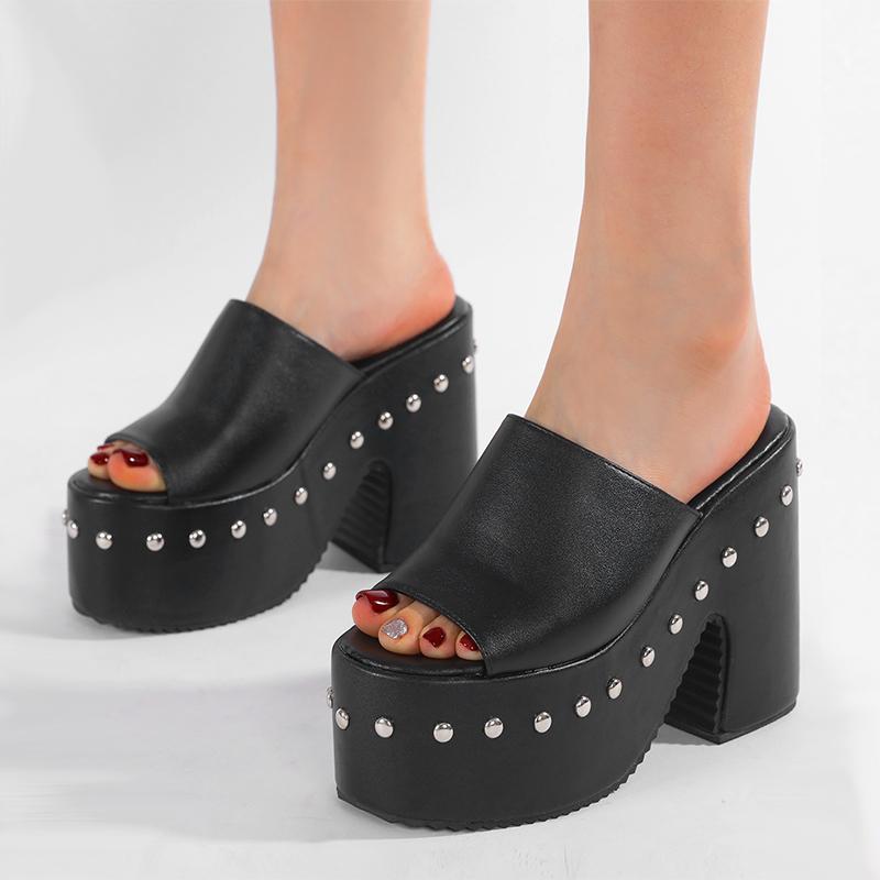 Newest Designer Women's Slippers for Large-sized Women Wear Slippers of Size 34-43 Summer 12cm Thick-bottomed Zapatos Mujer