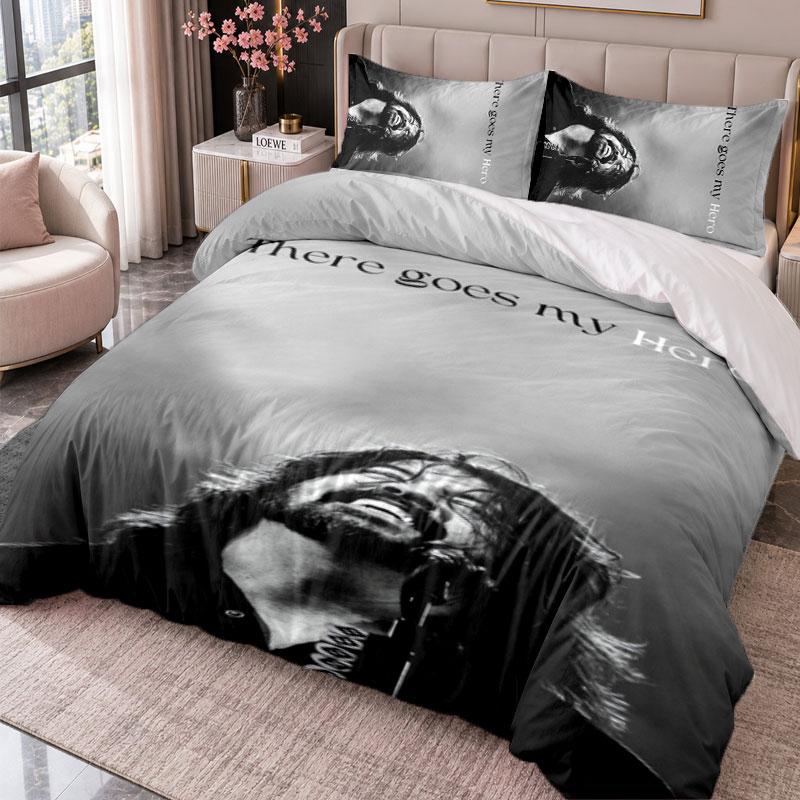 Foo Fighters 3-teiliges Bettwäsche-Set Bettbezug mit zwei Kissenbezügen für Schlafzimmer Heimdekoration