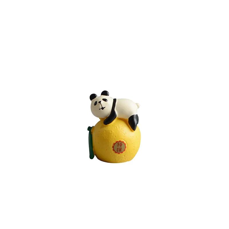 ZAKKA Miniatures Cat Panda Home Decor Crafts Cute Orange Figurines Resin Handicraft Desktop Ornaments Car Interior Accessories