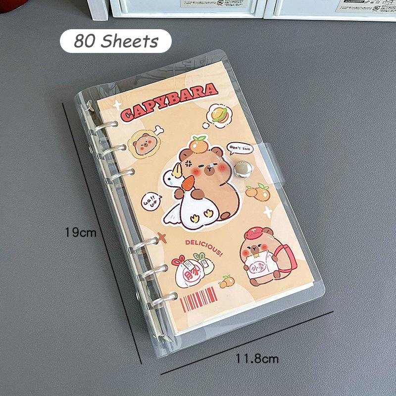 Cute Capybara Hand Book Lovely Loose-Leaf Student Notebook Diary Cartoon Portable Detachable Notepad Student Stationery Gifts