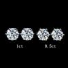 Classic Six-Prong Moissanite Stud Earrings in 925 Sterling Silver for Men and Women - High-End European and American Style