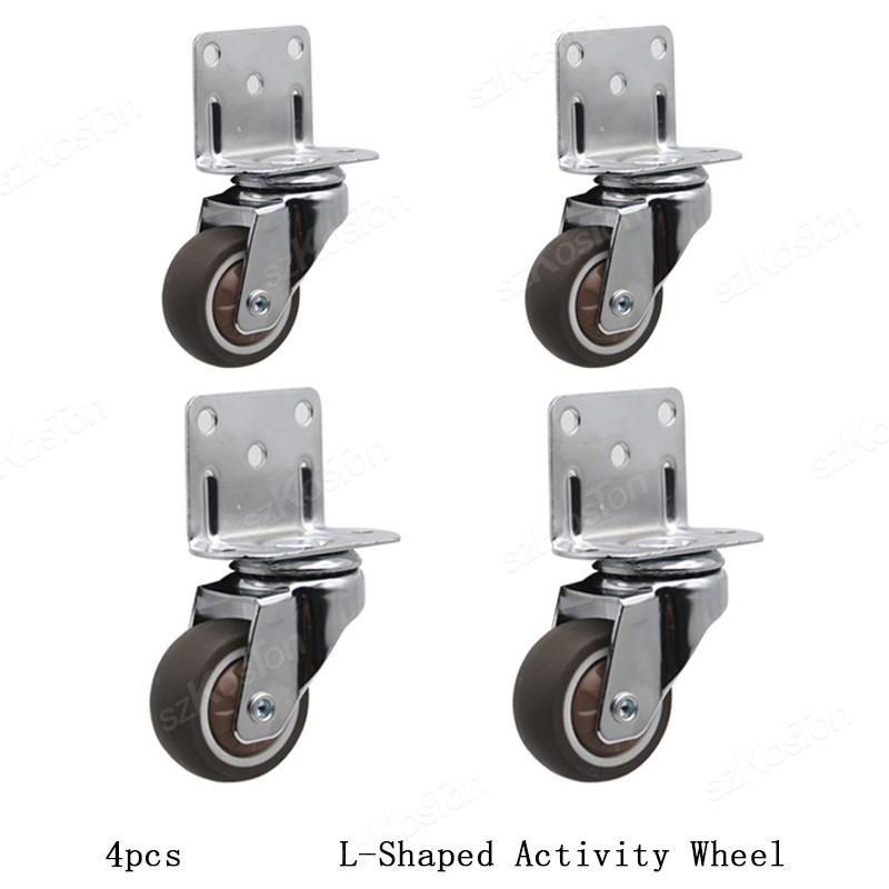 1Pcs L-shaped Furniture Caster 1-1 inch Universal Soft Rubber Wheel For Platform Trolley Chair Accessory Swivel Caster Household