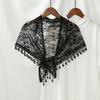 Lace Veils Muslim Head Women Tassel Triangle Scarf for Church Prayer Shawl Embroidered Floral Veils Wedding Triangular Headscarf
