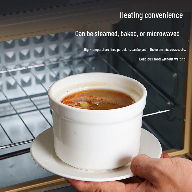 Keramik-Doppelkessel-Schmortopf mit Deckel für Suppe, Vogelnest und gedämpfte Eier