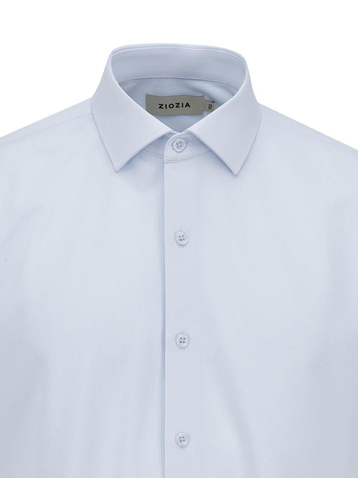ZIOZIA Men'S) Slim Fit Semi-Wide Collar Short Sleeve Shirt_Blue