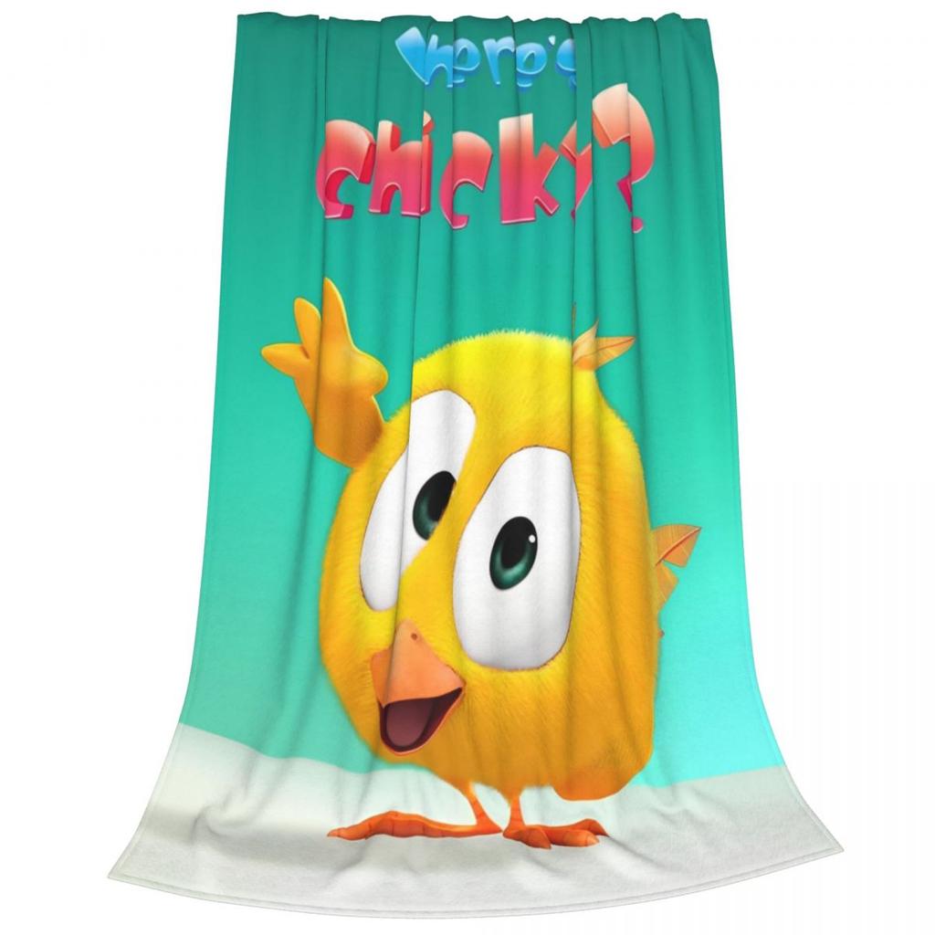 Wo ist Chicky Cartoon Plüschdecken Niedliches Küken Fantastische Überwurfdecke für Zuhause 125*100cm Plüsch Dünne Steppdecke Leicht Dünn