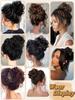 Black Brown Synthetic Chignon Messy Bun Claw Clip in Hair Piece Wavy Curly Hair Bun Ponytail Extensions Scrunchie Hairpieces for Women