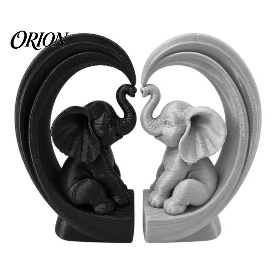 Decorative Figures for Entryway Table 2Pcs 3D Printed Baby Elephant Ornaments, Romantic Heart Shaped Figurines, Modern Handmade Look Home Accents