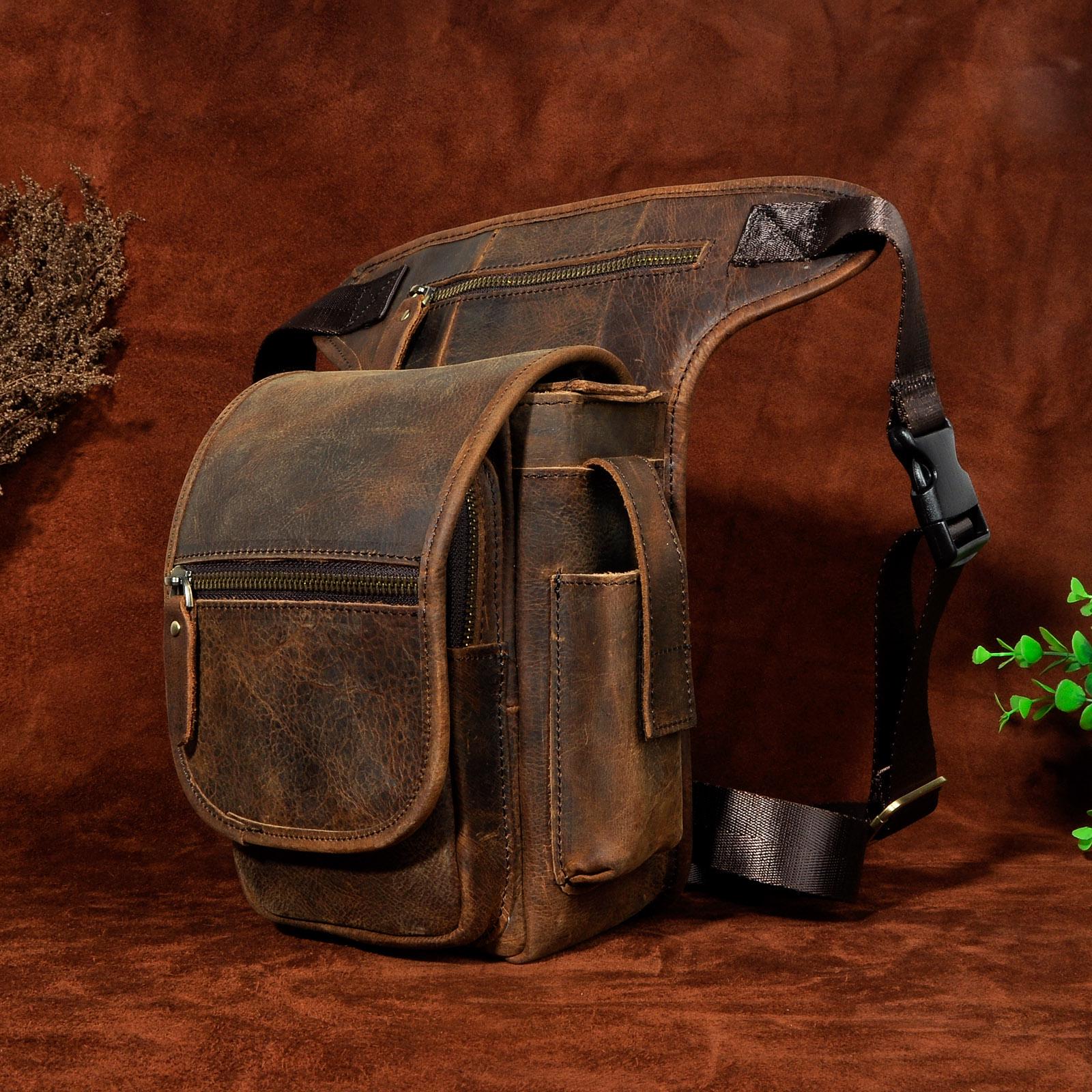Мужская повседневная сумка-мессенджер из натуральной кожи на ремне — фото 6