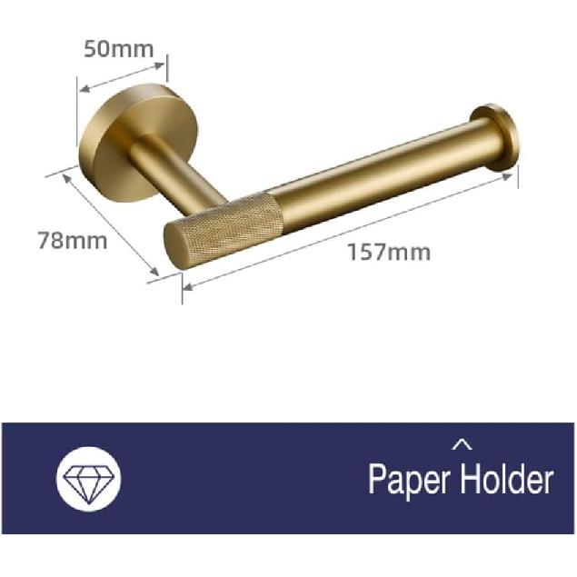 Brushed Gold Towel Rack Knurled Towel Bar Robe Hook Paper Holder Toilet Brush Holder Bathroom Accessories Shelf,Paper Holder