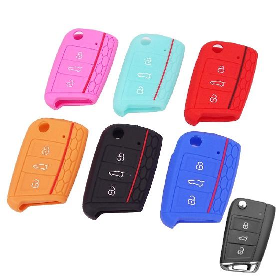 

Подходит для VW Golf 7 Mk7 Skoda Seat 2014 2015 2016 3 кнопки откидной ключ силиконовый чехол брелок корпуса Octavia Combi Leon Ibiza Cuptra