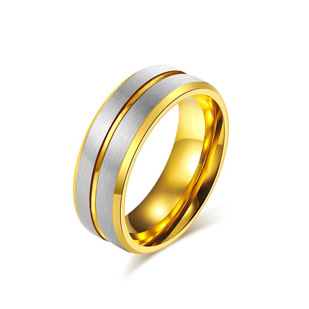 8mm Slotted Tungsten Steel Ring for Men Fashionable Light Luxury Personalized Two Tone Tungsten Gold Scratch Resistant Accessory