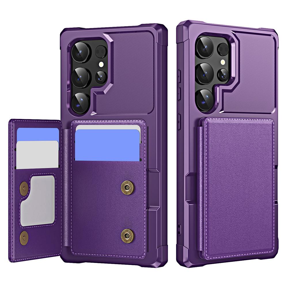 For Samsung Galaxy S24 Ultra Case Card Slot Kickstand Leather+TPU Reinforced Corner Phone Cover
