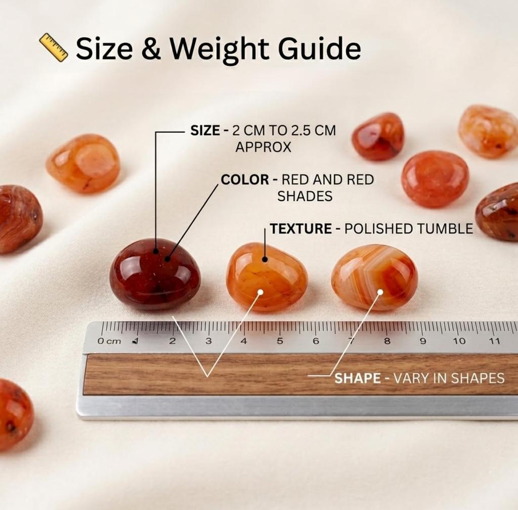 Shubhanjali Crystal Red Carnelian Tumble Stone Pebble Red Carnelian Crystals Raw Tumbled Gemstone for Reiki Healing Vastu Correction Gravels for
