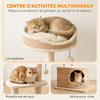 Cat Tree Modern Design Woven Style with Scratching Post 4 Levels Cattail Nest Perch In Jute 87 Cm Beige