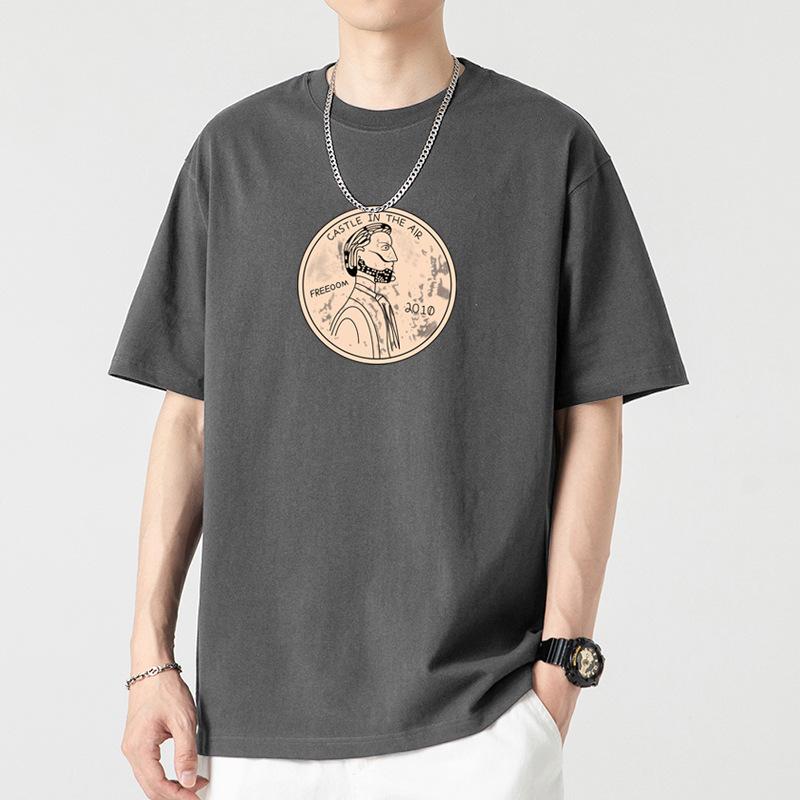

Мужская футболка с коротким рукавом с принтом, хлопок, летние топы 3XL