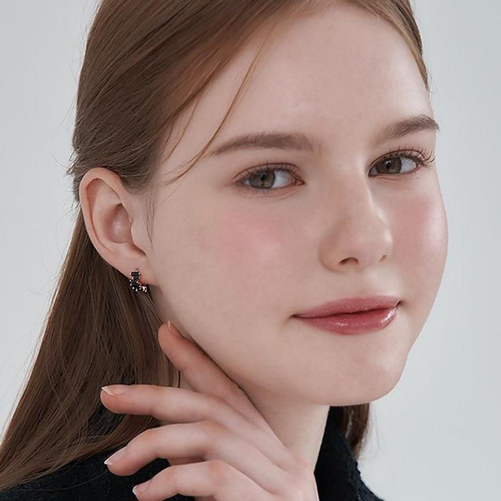 [ELLE Jewelry] 14K GF Black Unique One-Touch Ring Earrings ELGPEE544