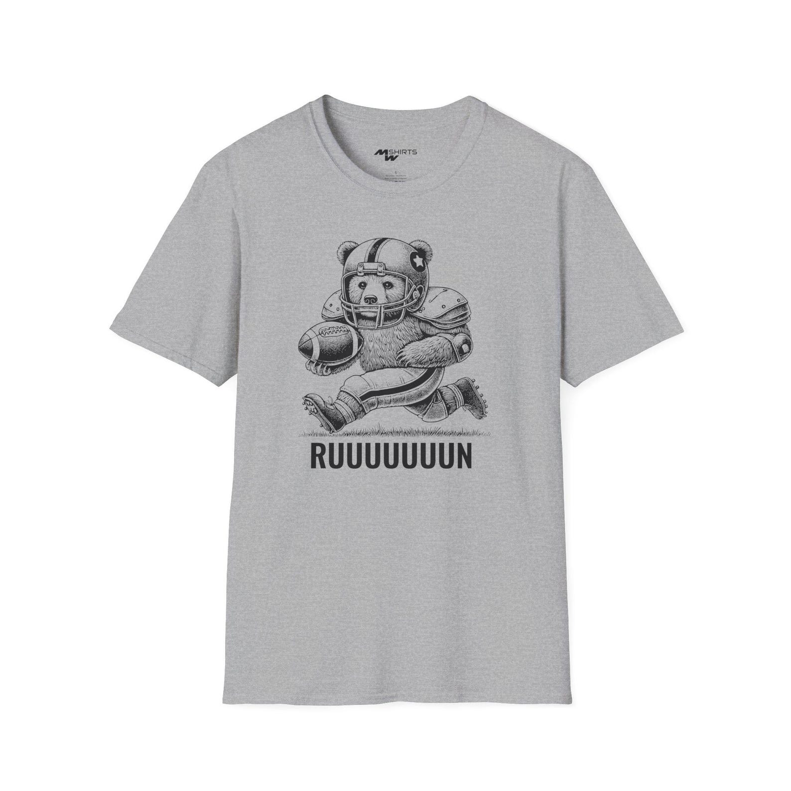 RUUUUUUUUN/ Engraving-Style Football Bear T-Shirt 2XL