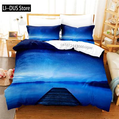 Magnifique Ensemble de Literie Plage Bord de Mer Ensemble Housse de Couette Ensemble de Literie Impression Numérique 3D Taille Queen Ensemble de Literie Design Tendance