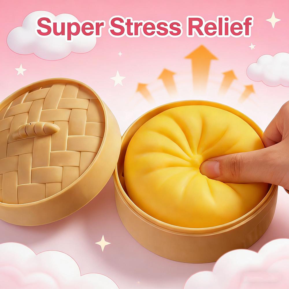 New Hot Baozi Squishy Stress Relief Balls With Steamer Reusable Rebound Squeeze Reliever Toys Dough Ball Home Office Gifts