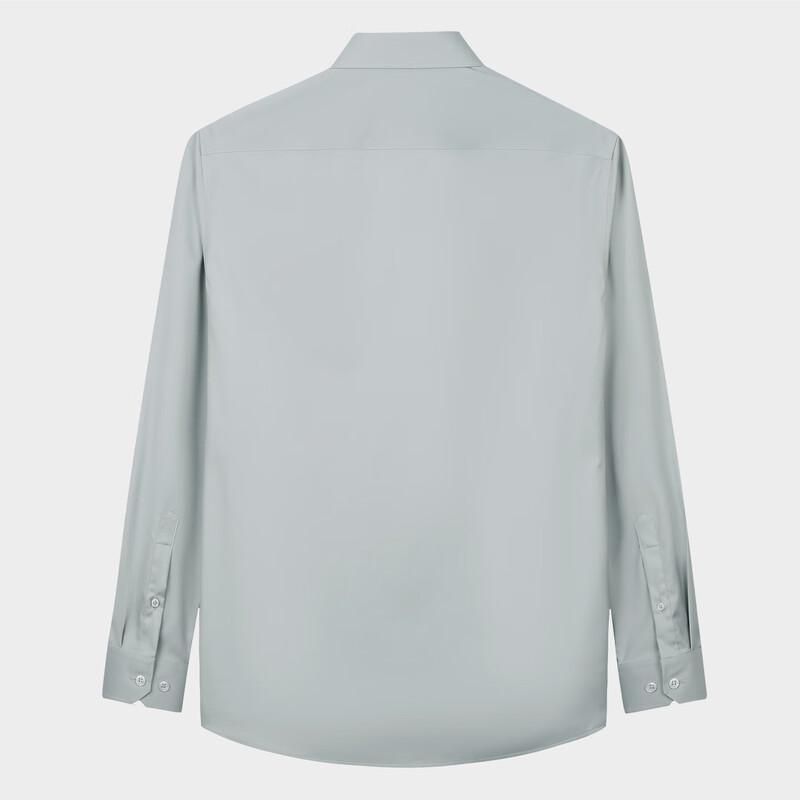 TRIES Men's Pure Color Long-Sleeve Business Casual Shirt