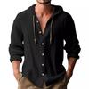 Men's Cotton Linen Shirts Long Sleeve Hooded Cardigan T-shirt Men's Blouse Summer Autumn Sweatshirts Hawaiian Beach Shirts