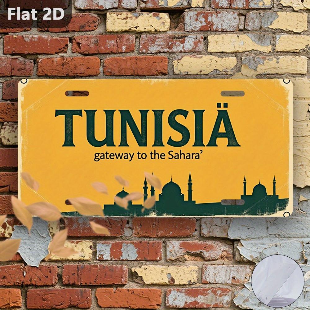 D Flat pc Only for Decoration Decoration Outdoor Signs  Wall DecorVintage Poster Tunisia Retro Metal Decor 15x30cm(5.9x7.8inch)