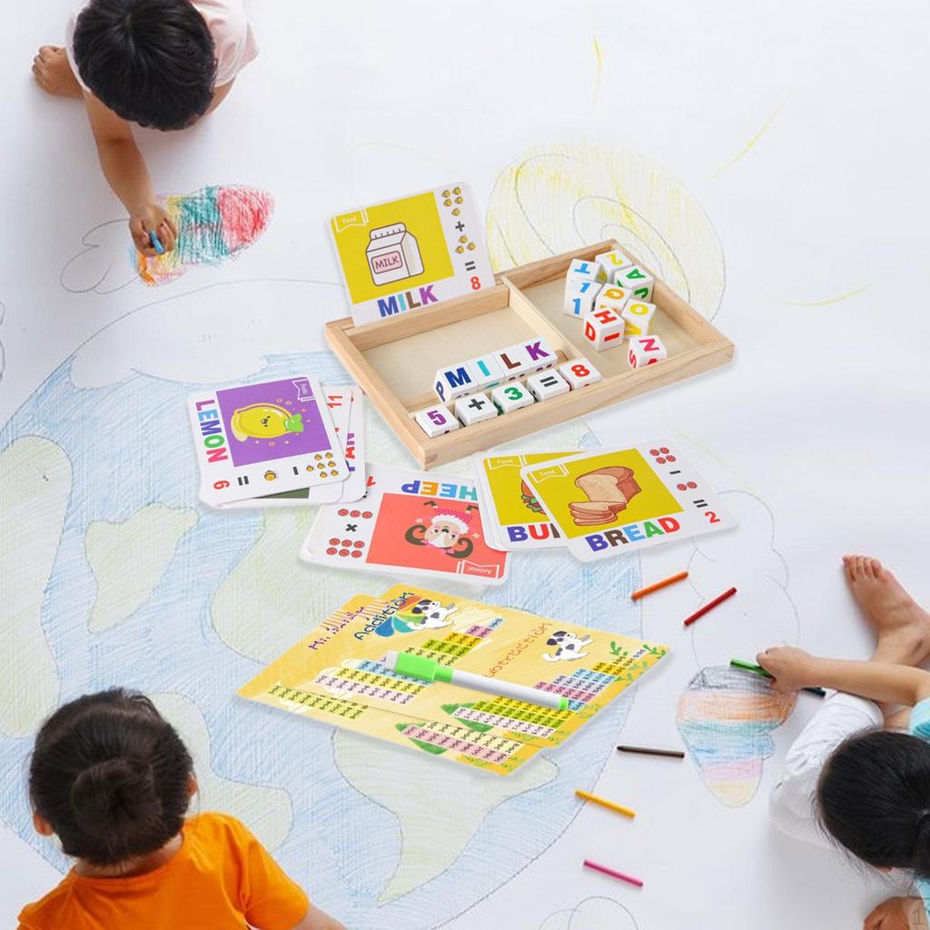 Math Flash Card Game Montessori Toy Matching Development Word Spelling Educational