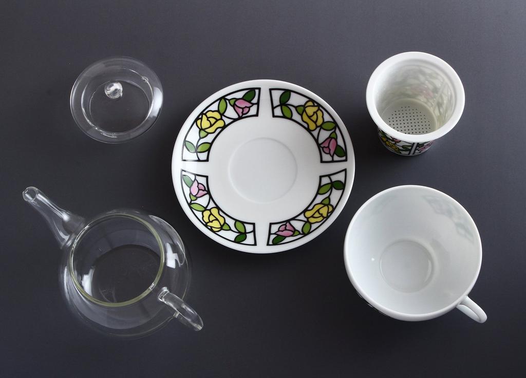 Toyo Ceramics Arita Ware Celand Glass Tea for One Beetro Rose TFO-003