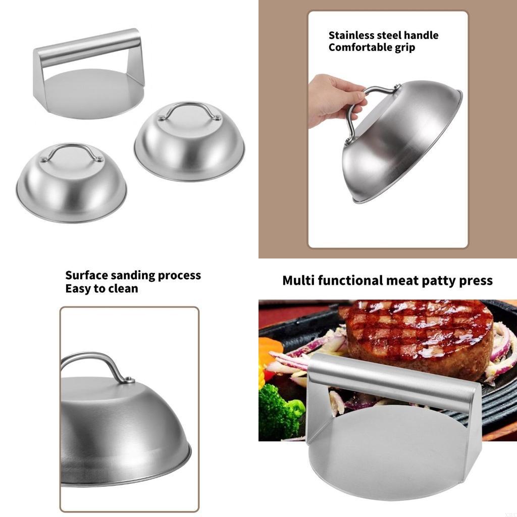 

Hamburger Press Grilling Press Smasher 304StainIess Steel Round Lid for Meat X3UC CN