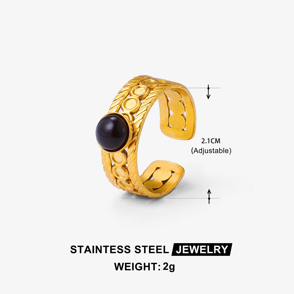 Bohemian Style Adjustable Titanium Ring - Turquoise, Stainless Steel, Non-fading