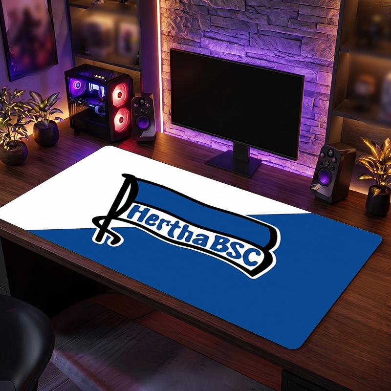 Tappetino per Mouse a Tema Hertha BSC FC, Tappetino XXL per Scrivania da Gioco con Logo Calcistico, Tappetino Antiscivolo per Mouse del Computer