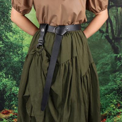 2-Piece Set Medieval Plain Leather Belt Waist Accessory PU Belt Renaissance Viking Skirt and Hiking Accessories