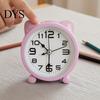 Battery Powered Clock Cat Ear Alarm for Kids, Silent Non-Ticking Metal Analog Quiet Clock, Home Office Desk Decor Decorative Table