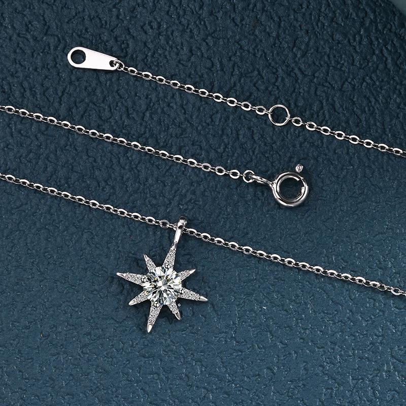 

Ожерелье из стерлингового серебра 925 пробы с муассанитом, корейский стиль, роскошный студенческий подарок для подруг MS-106QB, with certificate + gift box платиновый