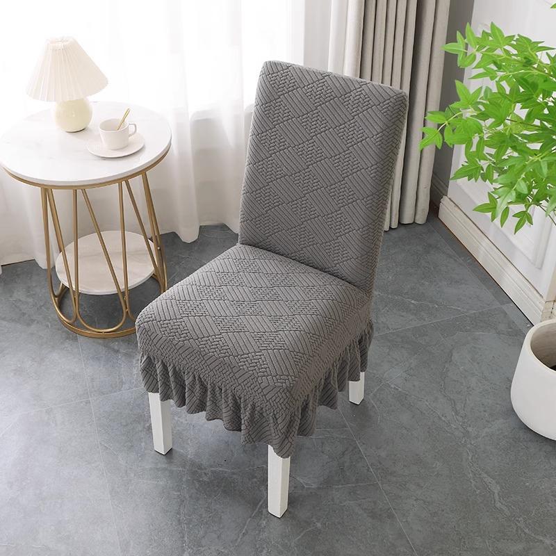 

Эластичный универсальный чехол для обеденного стула, мягкий, не мнется, трикотажный жаккардовый бархатный чехол для обеденного стола и стула 1pc темно-серого
