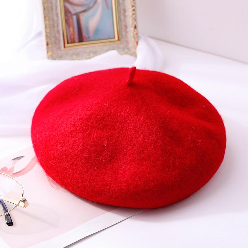 Autumn and Winter Hat Versatile Wool Beret Ladies Retro Woolen Casual Painter Hat Bud Hat Tide