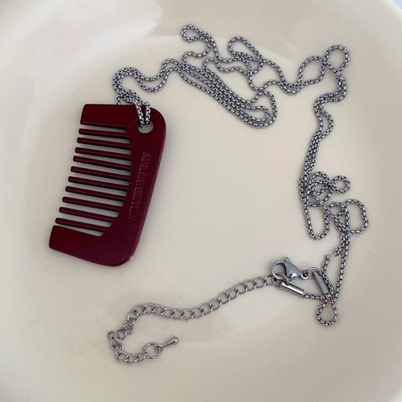 Fashion Comb Pendant Necklace with Adjustable Lanyard Pendant Necklace Perfect for Expressing Individuality Daily Life