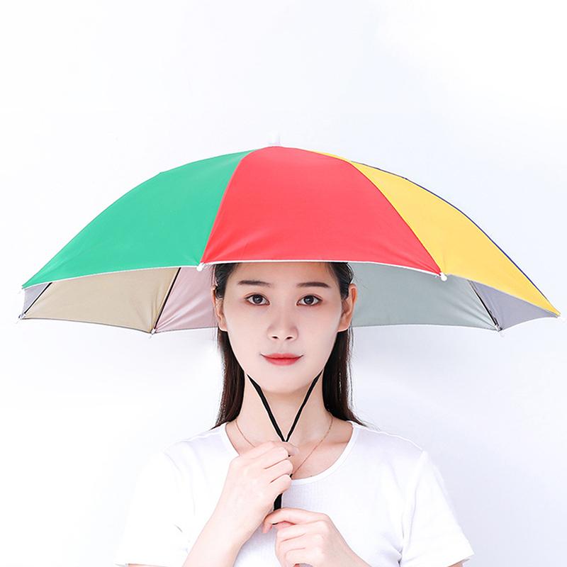 Kopfmontierter Regenschirm Faltbar Wasserdicht UV-Schutz Sonne Regen Kappe Für Outdoor Angeln Camping Strand Für Männer Frauen