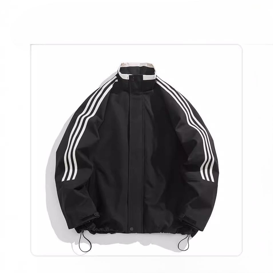 Giacca Autunnale Impermeabile per Sport all'Aria Aperta da Uomo e da Donna Stessa Versatile Giacca con Collo Alto a Tre Barre