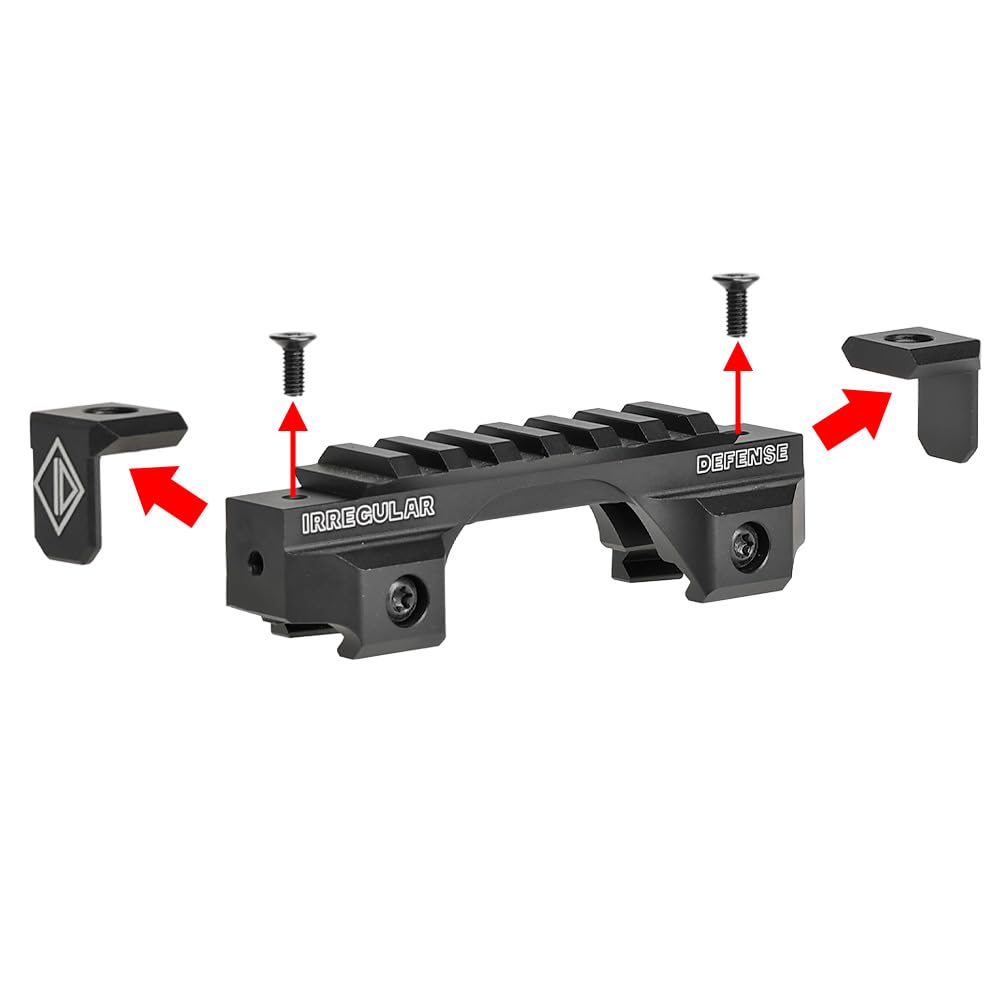 Ryohin Buhin 20mm Rail Compatible OMM PIC Riser Mount Replica Set, IRREGULAR DEFENSE Type Laser Riser, Aluminum Alloy (Black)