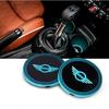 2pcs Car Led Light Cup Coaster Mat Drinks For f333 Cooper JCW F54 F55 F56 R54 R55 R56 Clubman Countryman Seven-tone LED Luminous 333f