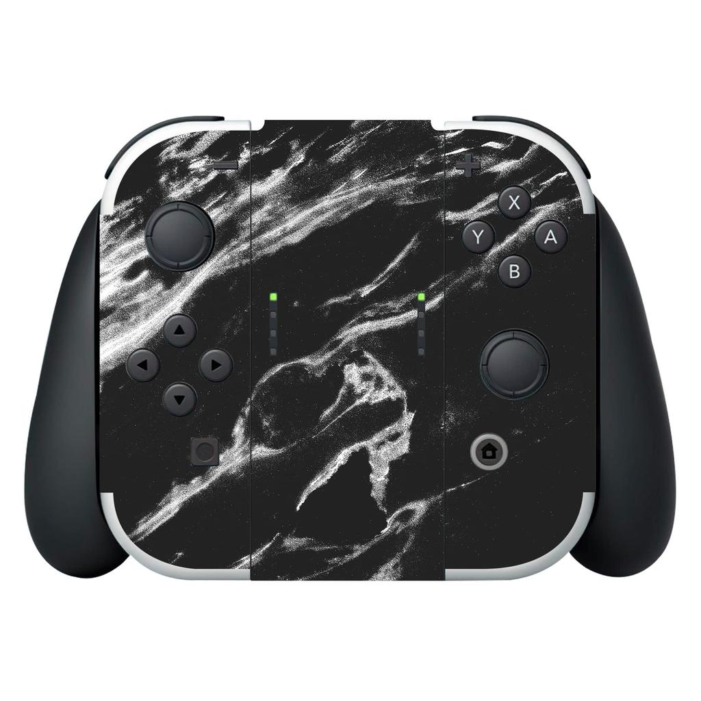 Kompletní sada ochranných samolepek pro PlayVital Switch OLED Vlastní vinylové samolepky pro konzoli Switch OLED, dok, grip, černé modely a Joy-Con & &